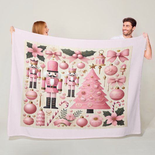 Rosa Nussknacker-Weihnachtsbaum Fleecedecke (Beispiel)