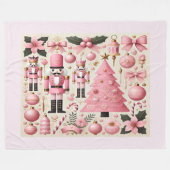 Rosa Nussknacker-Weihnachtsbaum Fleecedecke (Vorderseite (Horizontal))
