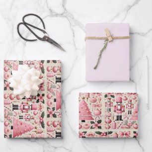 Rosa Nussknacker-Weihnachtsbaum  Geschenkpapier Set