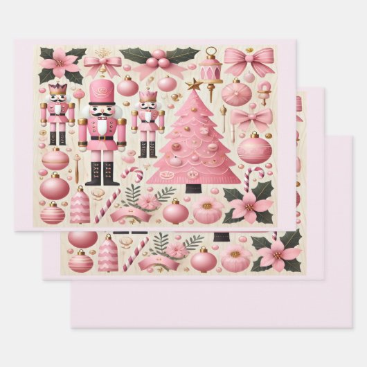 Rosa Nussknacker-Weihnachtsbaum  Geschenkpapier Set (Set)