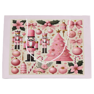 Rosa Nussknacker-Weihnachtsbaum-Geschenktasche Große Geschenktüte