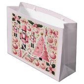 Rosa Nussknacker-Weihnachtsbaum-Geschenktasche Große Geschenktüte (Rückseite Schrägansicht)