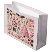 Rosa Nussknacker-Weihnachtsbaum-Geschenktasche Große Geschenktüte (Vorderseite Schrägansicht)