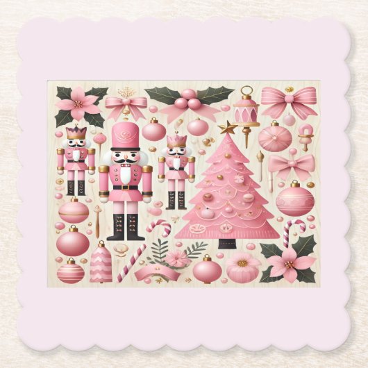 Rosa Nussknacker-Weihnachtsbaum Untersetzer (Vorderseite)