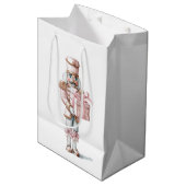 Rosa Nussknacker-Weihnachtsgeschenktasche Mittlere Geschenktüte (Vorderseite Schrägansicht)