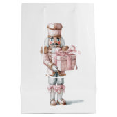 Rosa Nussknacker-Weihnachtsgeschenktasche Mittlere Geschenktüte (Rückseite)