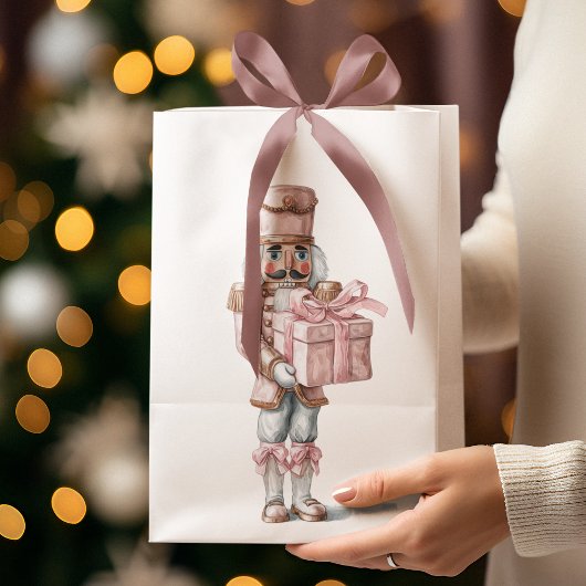 Rosa Nussknacker-Weihnachtsgeschenktasche Mittlere Geschenktüte