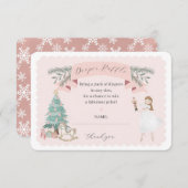 Rosa Nussknacker-Windeln Tombola-Babydusche Begleitkarte (Vorne/Hinten)