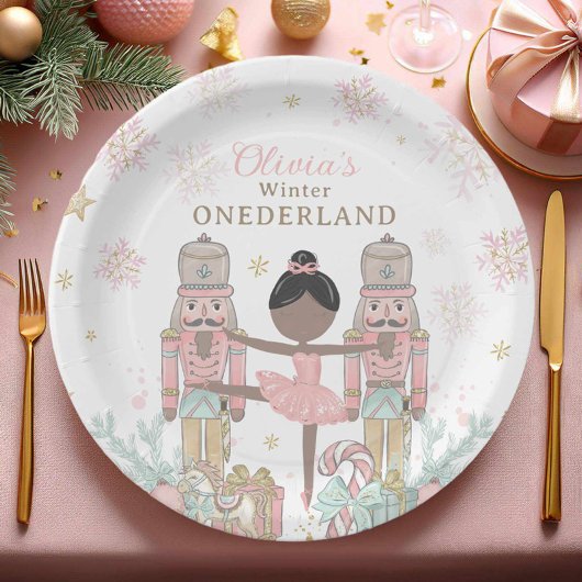 Rosa Nussknacker Winter Einmal-Land 1. Geburtstag Pappteller