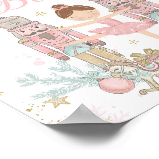 Rosa Nussknacker Winter Onederland Heiße Schokolad Poster (Ecke)