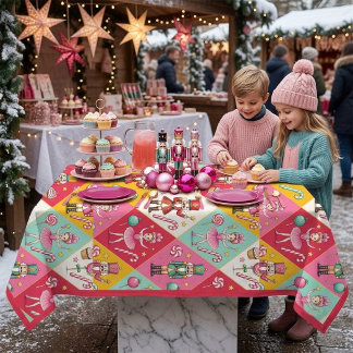 Rosa Nussknacker & Zuckerpflaumenfee Candyland Tischdecke