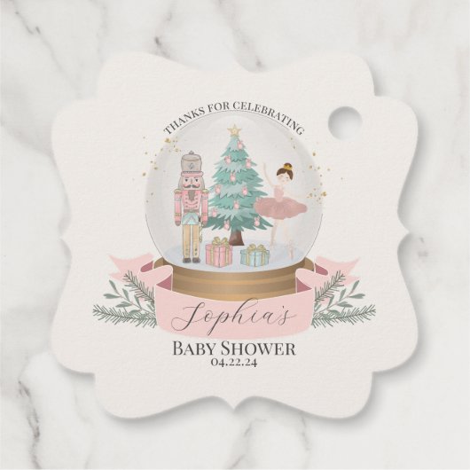 Rosa Nutcracker Babydusche Gastgeschenk Geschenkanhänger (Rückseite)