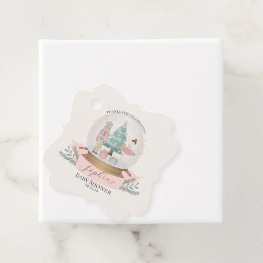 Rosa Nutcracker Babydusche Gastgeschenk Geschenkanhänger (Beispiel)