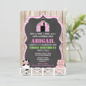 Rosa Nutztiere Geburtstagseinladungen für Mädchen Einladung (Stehend Vorderseite)