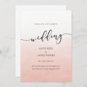 Rosa Ober Wasserfarbe elegante Einladung (Vorne/Hinten)