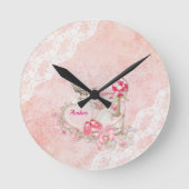 rosa Oberfläche Runde Wanduhr (Vorderseite)