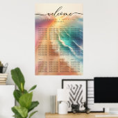 Rosa Ocean Beach Summer Party Hochzeitstisch Poster (Heimbüro)