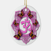 Rosa-Ochsenmandala-Design mit Monarchschmetterling Keramik Ornament (Rechts)