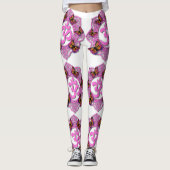 Rosa-Ochsenmandala-Design mit Monarchschmetterling Leggings (Vorderseite)