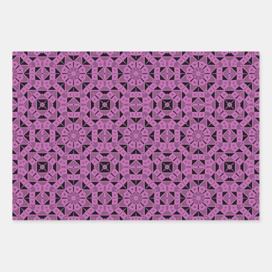 Rosa Ocker Lila Coole marokkanische Mosaikmuster Geschenkpapier Set (Vorderseite 3)