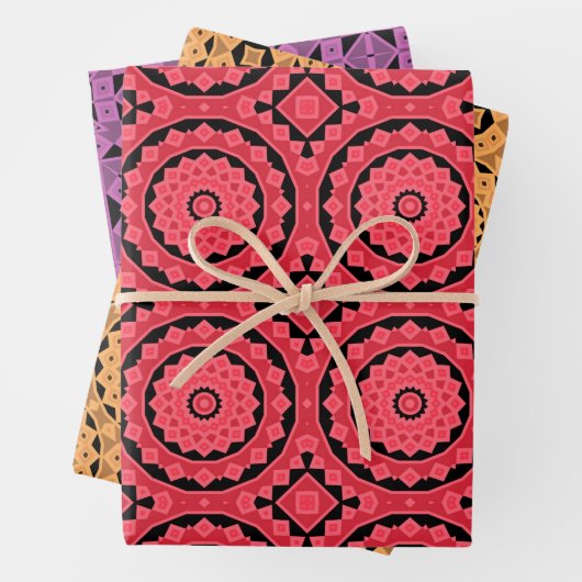 Rosa Ocker Lila Coole marokkanische Mosaikmuster Geschenkpapier Set (Beispiel)