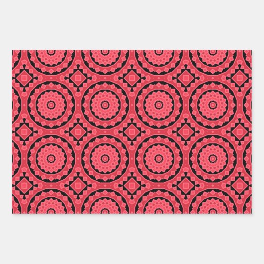 Rosa Ocker Lila Coole marokkanische Mosaikmuster Geschenkpapier Set (Vorderseite)