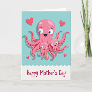 Rosa Octopus Muttertagskarte Karte