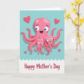 Rosa Octopus Muttertagskarte Karte (Gelbe Blume)