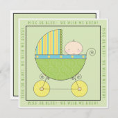 Rosa oder Blau? Baby in Carriage Neutral Baby Dusc Einladung (Vorne/Hinten)