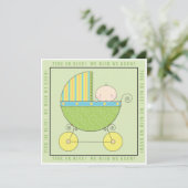 Rosa oder Blau? Baby in Carriage Neutral Baby Dusc Einladung (Stehend Vorderseite)