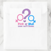 Rosa oder Blau, bald werden wir es wissen Rechteckiger Aufkleber (Tasche)