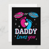 Rosa oder Blau, Daddy Lieben Sie Ankündigungspostkarte (Vorne/Hinten)