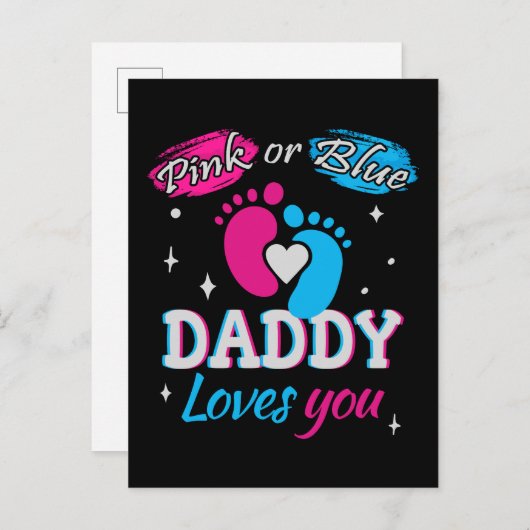 Rosa oder Blau, Daddy Lieben Sie Ankündigungspostkarte (Vorne/Hinten)