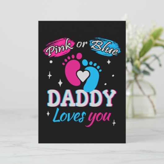 Rosa oder Blau, Daddy Lieben Sie Einladung (Stehend Vorderseite)