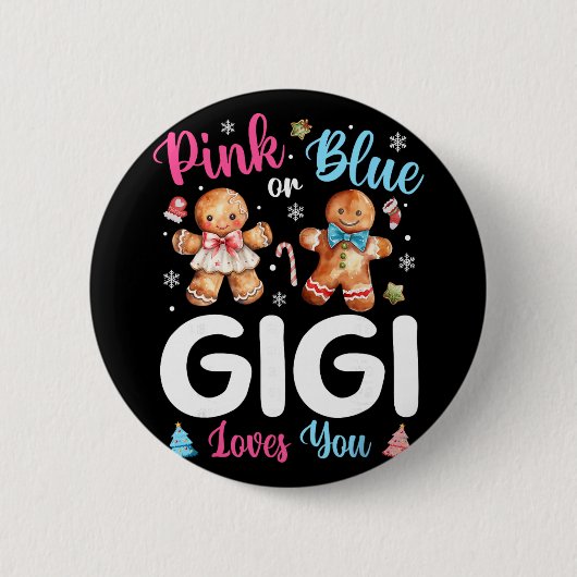 Rosa oder Blau Gigi liebt dich Geschlecht enthüllu Button (Vorderseite)