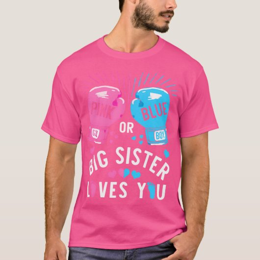 Rosa oder Blau große Schwester liebt dich Boxen Ge T-Shirt (Vorderseite)