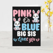 Rosa oder Blau Große Schwester liebt dich Hase Ges Karte (Gelbe Blume)
