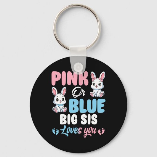 Rosa oder Blau große Schwester liebt dich Hase Ges Schlüsselanhänger (Vorderseite)