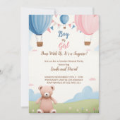 Rosa oder Blau: Junge oder Girl Teddy Bear Baby Du Einladung (Vorderseite)