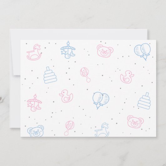 Rosa oder blau, Junge oder Mädchen, modern, Geschl Einladung (Rückseite)