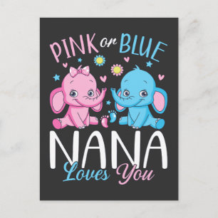 Rosa oder Blau Oma liebt dich Elefant Baby Postkarte
