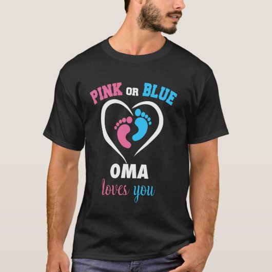Rosa oder Blau Oma liebt dich Herz Geschlecht Enth T-Shirt (Vorderseite)