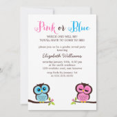Rosa oder Blau? Owls Gender Reveal Party Einladung (Vorderseite)