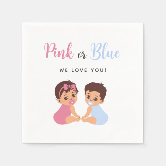Rosa oder Blau Süßer Baby-Sauger Geschlechtsenthül Serviette (Vorderseite)