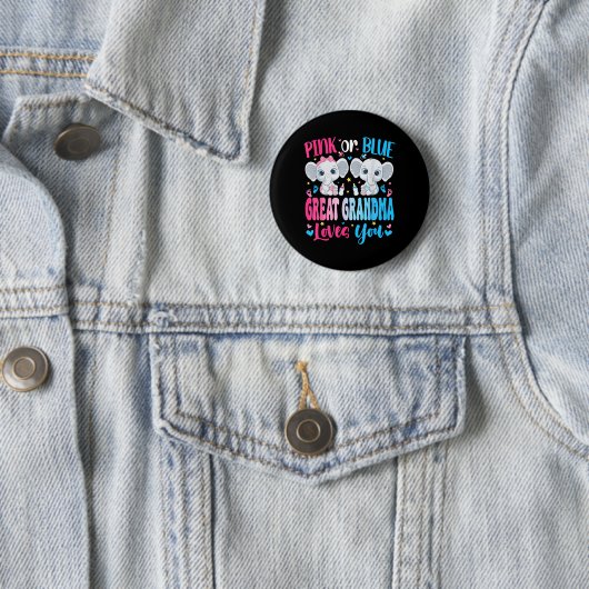 Rosa oder Blau Urgroßmutter liebt dich Geschlechts Button (Beispiel)