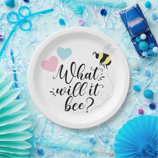 Rosa oder blau, was wird das Geschlecht offenbaren Pappteller (Party)