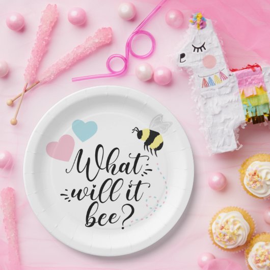 Rosa oder blau, was wird das Geschlecht offenbaren Pappteller (Party)