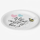 Rosa oder blau, was wird das Geschlecht offenbaren Pappteller (Schrägansicht)