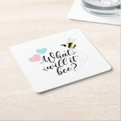 Rosa oder blau, was wird das Geschlecht offenbaren Rechteckiger Pappuntersetzer (angewinkelt)