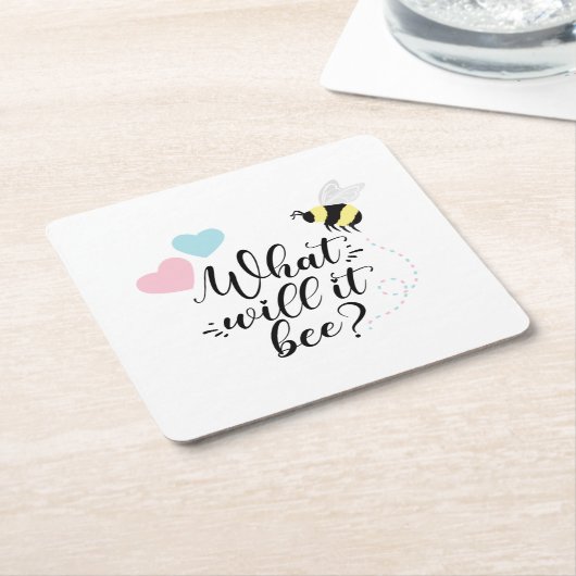 Rosa oder blau, was wird das Geschlecht offenbaren Rechteckiger Pappuntersetzer (angewinkelt)